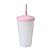 Copo Twister 500ml Branco com tampa e canudo Rosa - Imagem 1