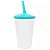 Copo Twister 500ml Branco com tampa e canudo Azul Claro - Imagem 1