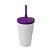 Copo Twister 500ml Branco com tampa e canudo Roxo - Imagem 1