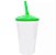 Copo Twister 500ml Branco com tampa e canudo Verde - Imagem 1