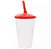Copo Twister 500ml Branco com tampa e canudo Vermelho - Imagem 1