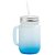 Caneca de Vidro Jateada Azul 350ml Vintage Com Tampa e Canudo - Imagem 1