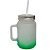 Caneca de Vidro Jateada Verde 350ml Vintage Com Tampa e Canudo - Imagem 1