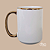 Caneca de Cerâmica Branca com Alça e Colarinho Cromada Dourada 440ml - Para Sublimação - Imagem 1