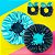Kit Mãe e Filha 2 Toucas de Cetim Dupla Face Ajustável + 2 Xuxinhas Scrunchie com Laço Preto e Turquesa - Imagem 1