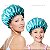 Kit Mãe e Filha 2 Toucas de Cetim Dupla Face Ajustável + 2 Xuxinhas Scrunchie com Laço Preto e Turquesa - Imagem 2