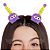 Monstrinho Bolinha de Pelúcia Antena Espiral Presilha Cabelo Maluco Bichinho Olhos Grandes Fofo Engraçado Roxo Amarelo - Imagem 2