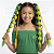 Kit 2 Apliques Bubble Tranças Braids Mecha Cabelo Sintético Infantil Verde Amarelo Copa do Mundo Brasil - Imagem 4