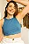 Cropped Opala Dupla Face Azul/Rosa - Imagem 1