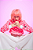 Cropped em Moletinho Com Estampa De Coração Rosa Neon - Imagem 5