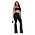 Calça flare preta bolso faca com lycra - Imagem 4
