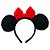 Tiara Minnie Elegância Suave – Camurça Preta e Laço Vermelho - Imagem 1