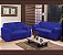 Kit Capa de Sofa 2 e 3 Lugares Padrão Elasticada Malha Gel Azul - Imagem 1