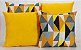 Kit com 4 Capas Para Almofadas Decorativas Estampa Amarelo com Geométrico Colorido - Imagem 1
