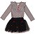 CONJUNTO BLUSA LISTRADA E SAIA TULE PRETO - Imagem 1