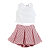 CONJUNTO LISTRADO VERMELHO E BRANCO - Imagem 1