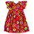 VESTIDO ESTAMPA AQUARELA DE FLORES FUNDO VERMELHO - Imagem 1