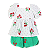 CONJUNTO ESTAMPA LICHIA FUNDO BRANCO E VERDE - Imagem 1