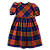VESTIDO XADREZ MAXI LARANJA COM AZUL E ROXO - Imagem 1