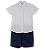 CONJUNTO MAQUINETADO BRANCO E SARJA MARINHO - Imagem 1
