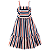 VESTIDO ESTAMPA LISTRAS AZUL E LARANJA - Imagem 1