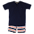 CONJUNTO ESTAMPA LISTRAS AZUL E LARANJA - Imagem 1