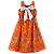 VESTIDO ESTAMPA RAQUETADA FUNDO LARANJA - Imagem 3