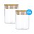 Kit 2 Potes Hermético Vidro Tampa Bambu 170ml Porta Mantimentos Alimentos - Imagem 1