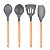 Jogo de Utensílios Cozinha Silicone Cabo Madeira Conjunto Kit 4 Peças - Imagem 1