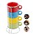 Jogo Kit 4 Xícaras De Café Chá 210ml Cerâmica Coloridas Com Suporte - Imagem 5