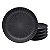 Jogo Kit 4 Pratos Fundo de Cerâmica 20,5cm Preto Oxford Flat Ônix - Imagem 1