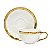 Jogo Xicara de Chá Café C/ Pires 4pcs Porcelana Dubai 200ml Luxo Borda Dourada - Imagem 2