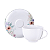 Jogo Xicaras de Chá Café Com Pires Kit 6pcs 250ml Floratta Tramontina Porcelana - Imagem 5