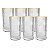 Jogo Kit 6 Copos De Vidro Para Água Sucos 370ml Borda Dourada Luxo - Imagem 1