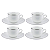 Jogo Xicaras De Café Com Pires 90ml Porcelana Kit 4 Peças Borda Prata Luxo Legacy Silver - Imagem 1