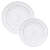 Jogo de Pratos Aparelho Jantar Kit 12 Peças Luxo Borda Prata Porcelana Branco Mônaco Wolff - Imagem 1