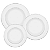 Jogo De Pratos Aparelho de Jantar Kit 12 Peças Borda Prata Porcelana Diamond Oxford - Imagem 1