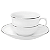 Jogo 6 Xicaras de Chá Café C/ Pires 240ml Porcelana Luxo Borda Prata Diamond Oxford - Imagem 2