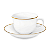 Jogo 4 Xicaras de Chá Café C/ Pires 240ml Porcelana Luxo Borda Dourada Sofia Oxford - Imagem 2