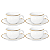 Jogo 4 Xicaras de Chá Café C/ Pires 240ml Porcelana Luxo Borda Dourada Sofia Oxford - Imagem 1