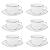 Jogo 6 Xicaras de Chá Café C/ Pires 240ml Porcelana Luxo Borda Prata Isabel Oxford - Imagem 1