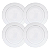 Jogo De Pratos Fundo Kit 4 Peças 21cm Sopa Borda Prata Mônaco Porcelana Branco Luxo - Imagem 1
