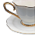 Jogo 6 Xícaras de Chá Café com Pires 240ml Borda Dourada Porcelana Branca Luxo - Imagem 2