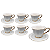 Jogo 6 Xícaras de Chá Café com Pires 240ml Borda Dourada Porcelana Branca Luxo - Imagem 1