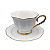 Jogo 6 Xícaras de Café com Pires 90ml Borda Dourada Porcelana Branca Luxo - Imagem 5