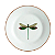 Prato De Sobremesa 19cm Libélula Porcelana Decorada Borda Marrom - Imagem 1