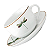 Jogo De Xícaras Chá Café Com Pires 220ml Kit 4 Peças Libélula Borda Marrom Porcelana - Imagem 4