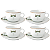 Jogo De Xícaras Chá Café Com Pires 220ml Kit 4 Peças Libélula Borda Marrom Porcelana - Imagem 1