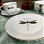 Jogo De Pratos Sobremesa 19cm Kit 4 Peças Libélula Porcelana Borda Marrom - Imagem 5