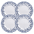 Jogo De Pratos Rasos Jantar Refeição 28cm Kit 4 Peças Azzura Porcelana Decorada Floral Tramontina - Imagem 1